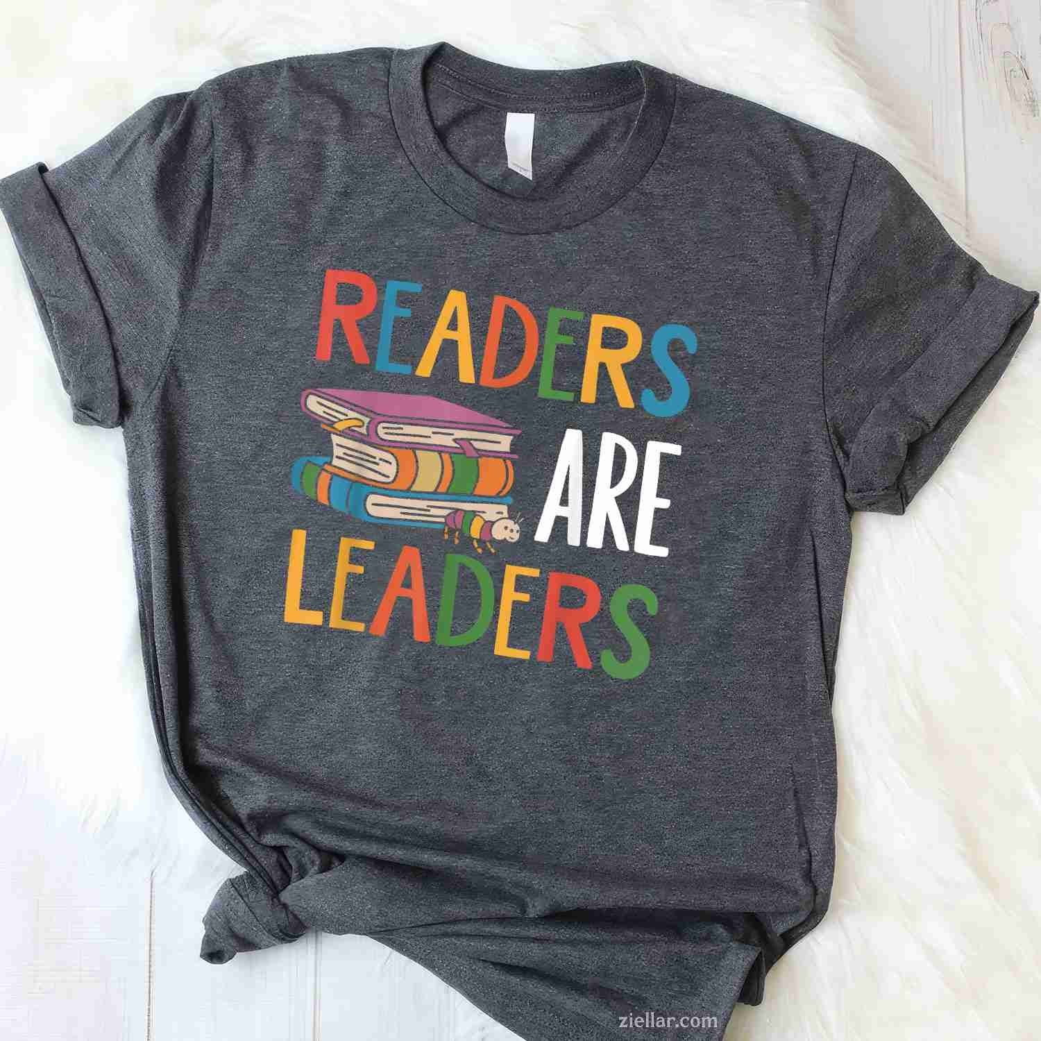 Readers Are Leaders Motivational Reading Book T-Shirt, Vintage Graphic Tee For Adults Unisex