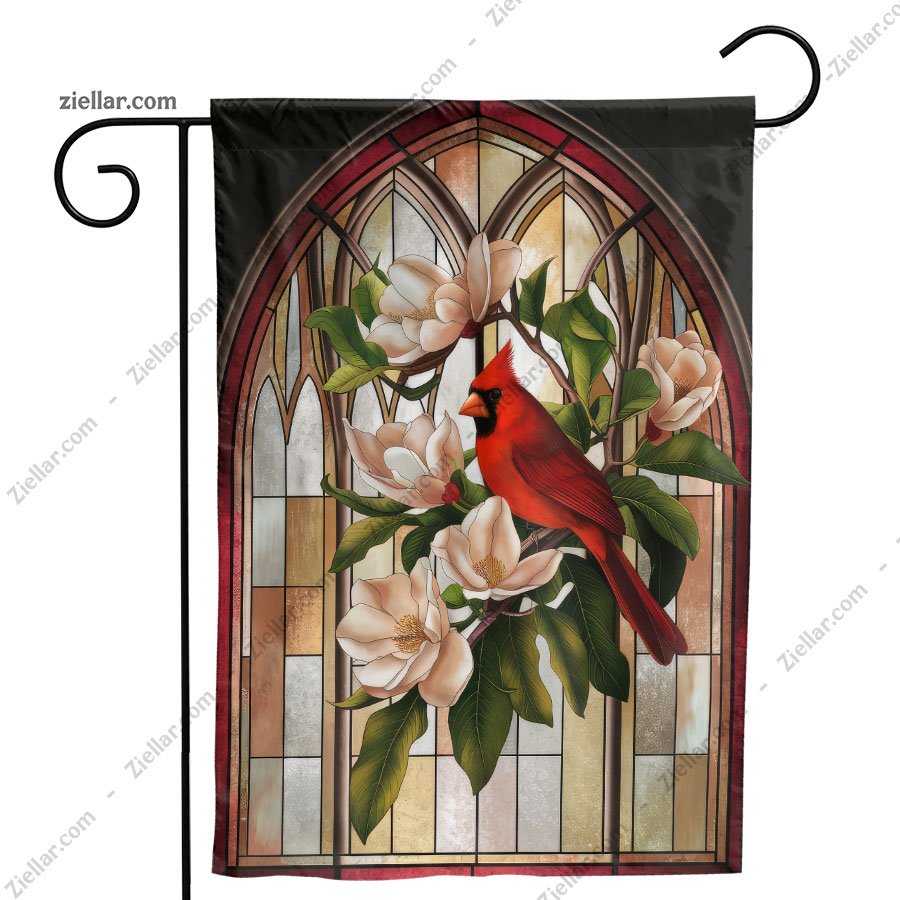 Red Cardinal Garden Flag 12x18 Inch Double Sided Flowers Yard Lawn Decor
