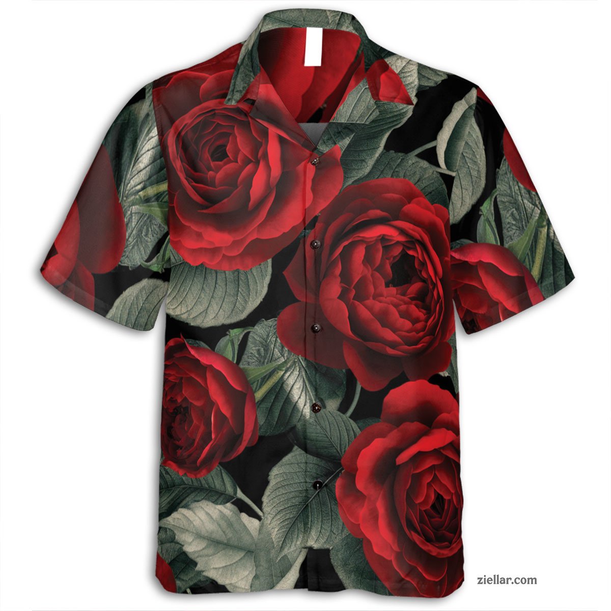 Red Rose Floral Hawaiian Shirt and Tee, Summer Beach Gift for Women Men