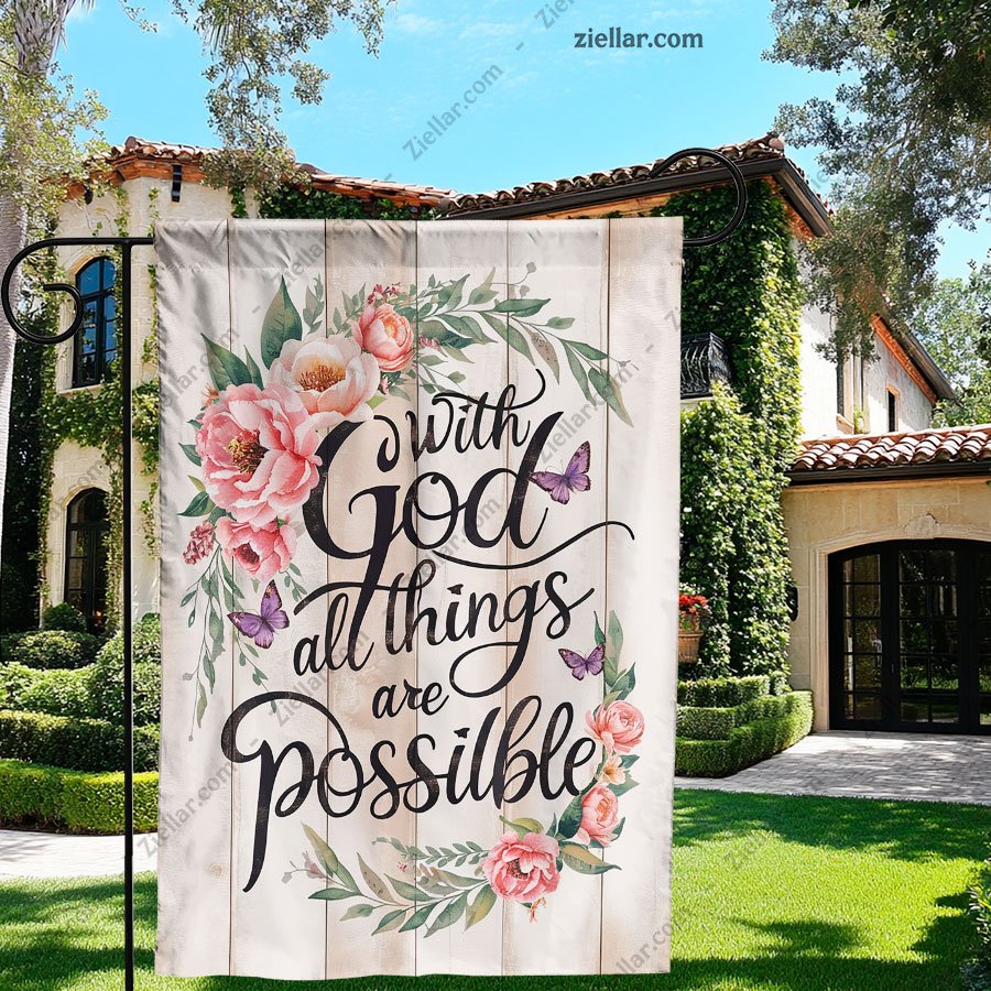 Religious Garden Flag 12x18 Inch God All Things Possible Outdoor Yard Sig