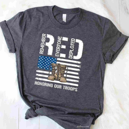 Remember Everyone Veteran Deployed Red Friday Military Support T-Shirt And Tee For Adults
