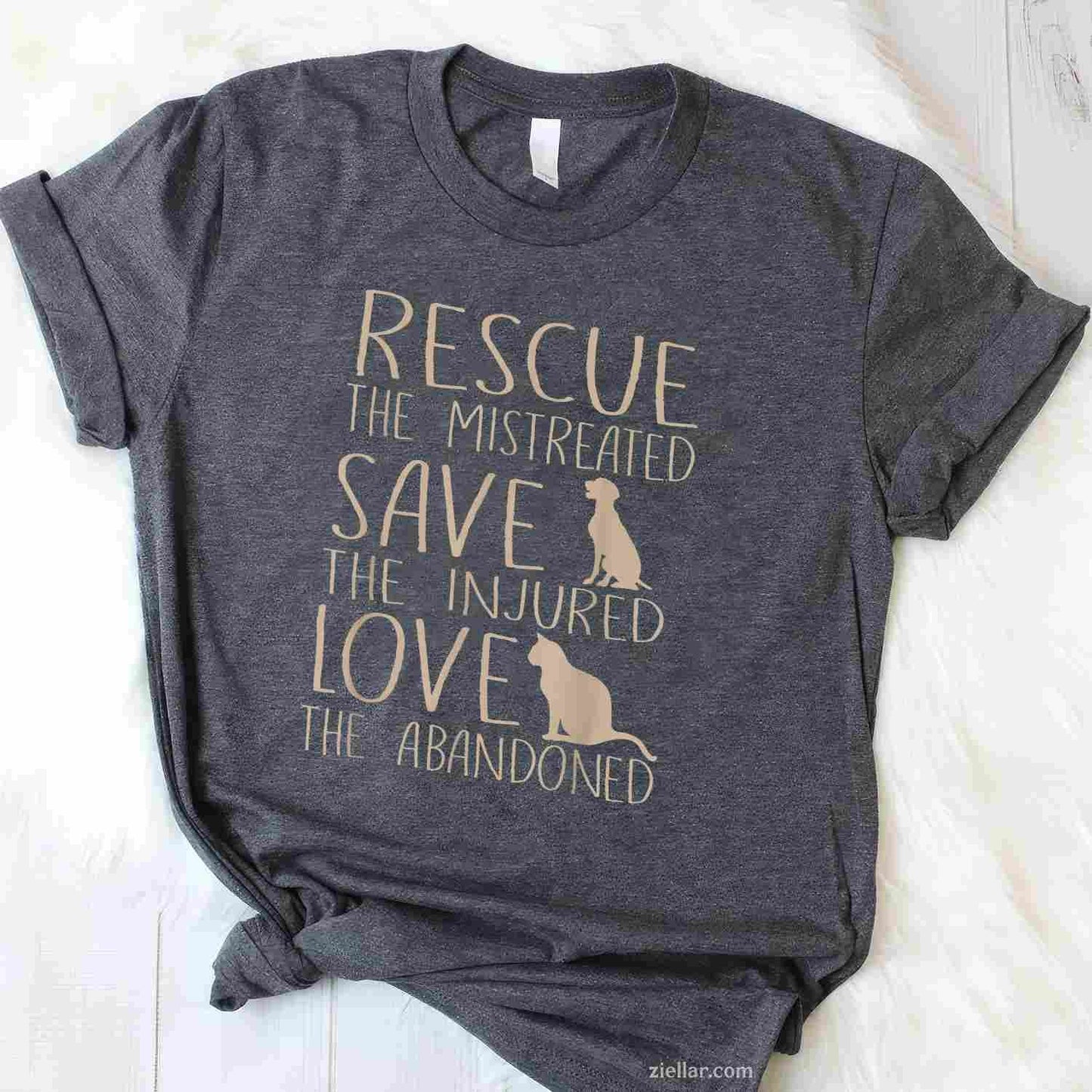 Rescue Save Love - Cute Animal T-Shirt, Rescue Dog Cat Lovers Vintage Graphic Tee For Adults
