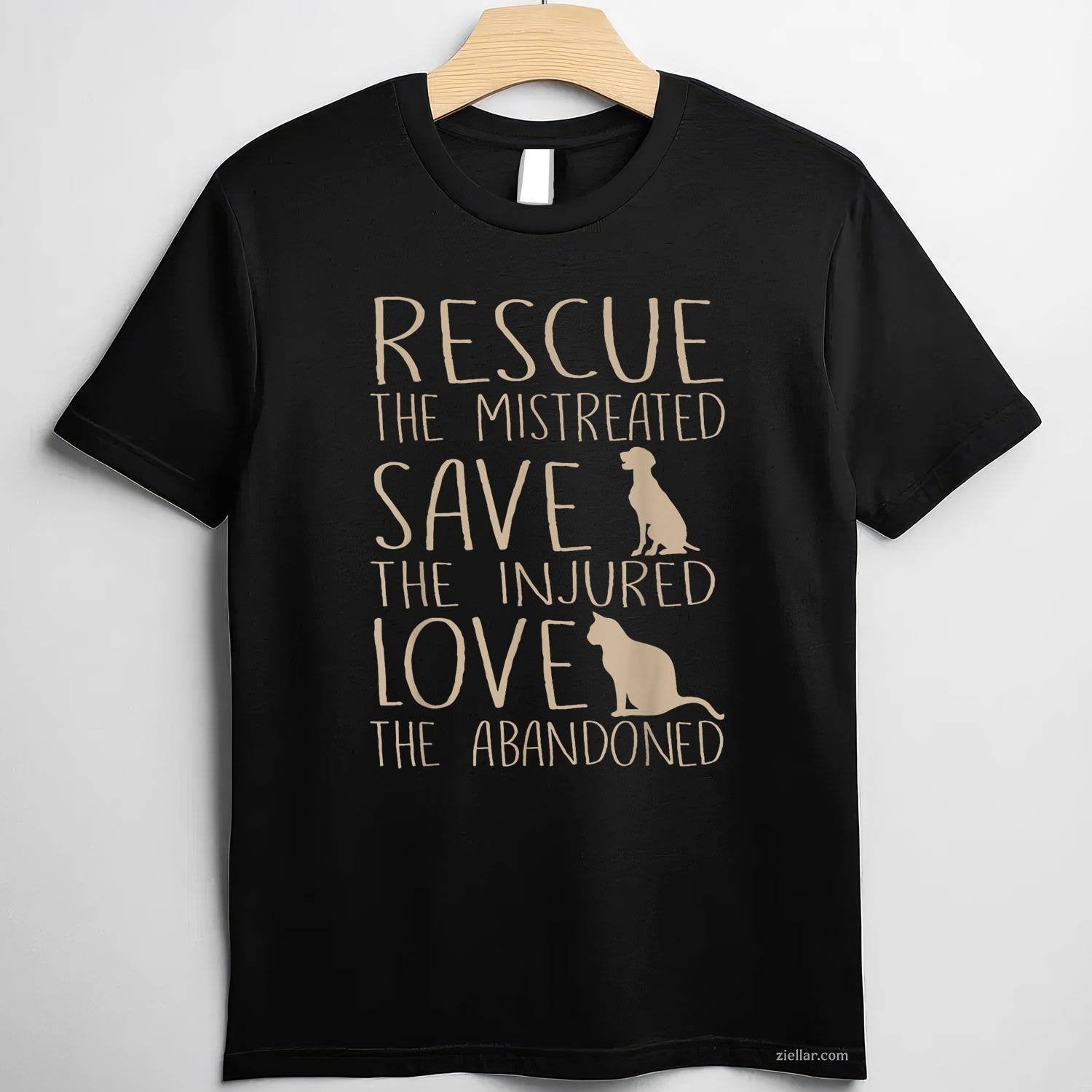 Rescue Save Love - Cute Animal T-Shirt, Rescue Dog Cat Lovers Vintage Graphic Tee For Adults
