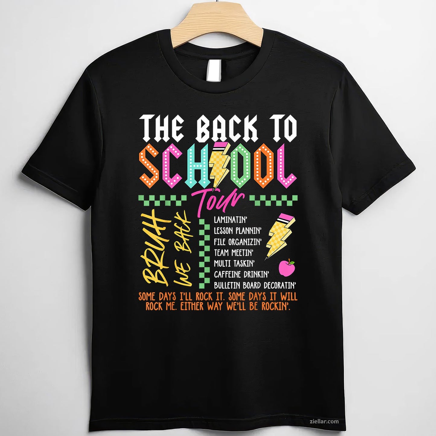 Retro ABCD Tour Tee and T-Shirt, Lightning Bolt Back to School Teacher T-Shirt for Adults