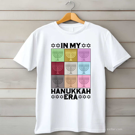 Retro Groovy In My Hanukkah Era Menorah Chanukah Jewish T-Shirt_ Stylish Holiday Tee For Men And Women