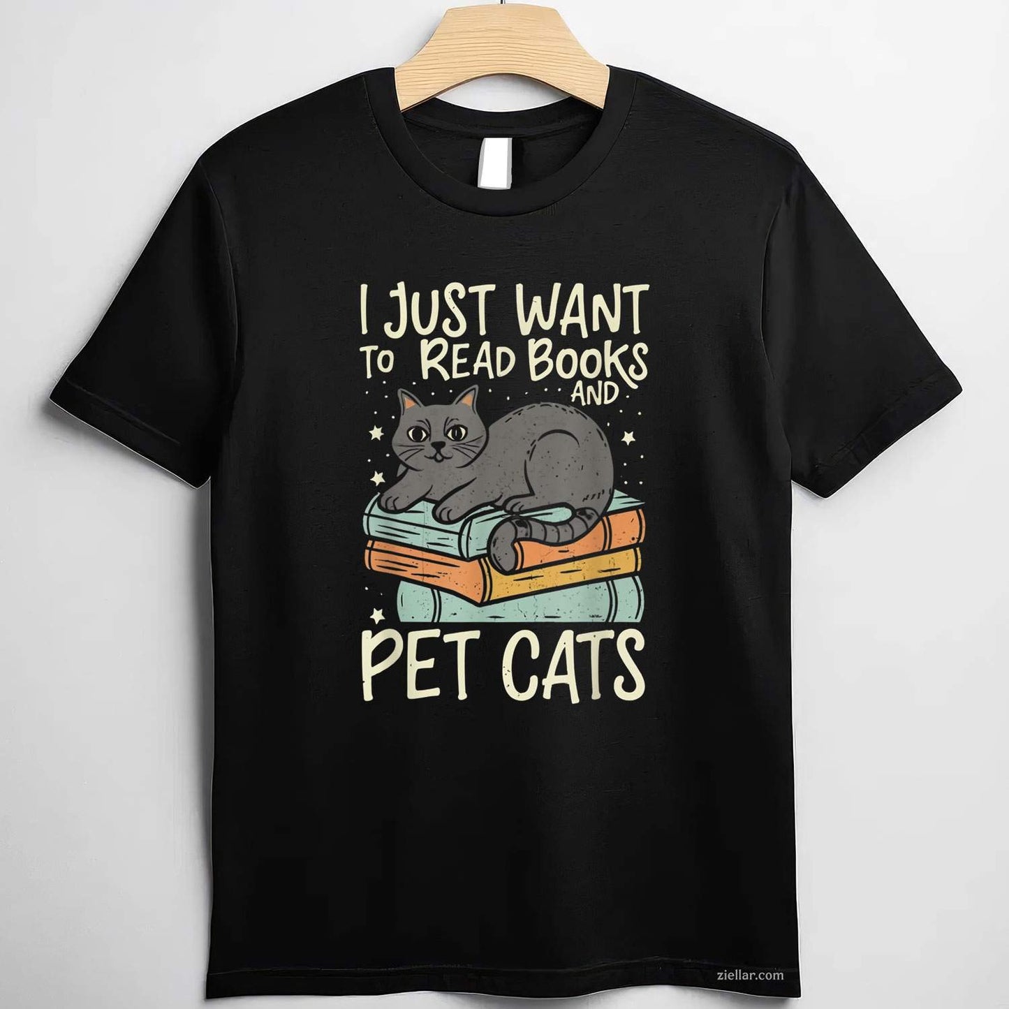 Retro I Just Want To Read Books And Pet Cats T-Shirt, Vintage Graphic Tee For Cat Men Women