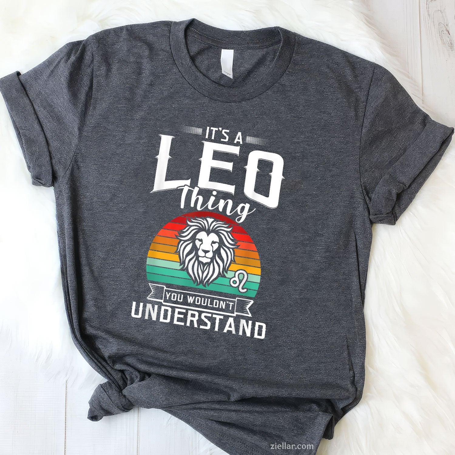 Retro Leo Lion Graphic Tee and T-Shirt, July August Birthday Zodiac T-Shirt for Adults