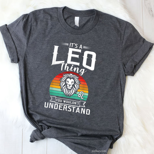 Retro Leo Lion Graphic Tee and T-Shirt, July August Birthday Zodiac T-Shirt for Adults