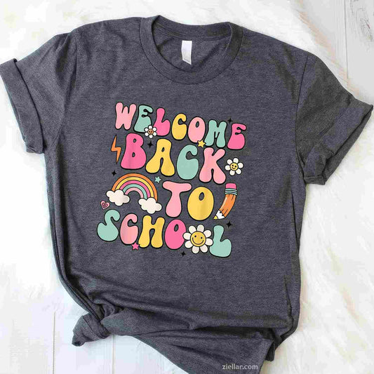 Retro Welcome Back to School Teacher Appreciation T-Shirt Tee for Men Women Adults Unisex