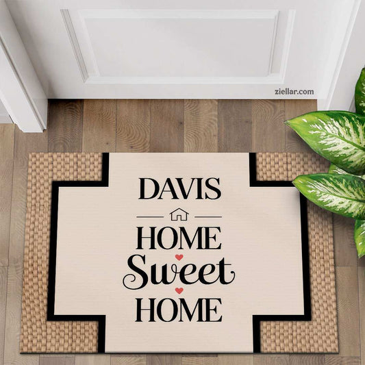 Rustic Family Name Doormat - Custom _Home Sweet Home_ Welcome Mat for Entryway