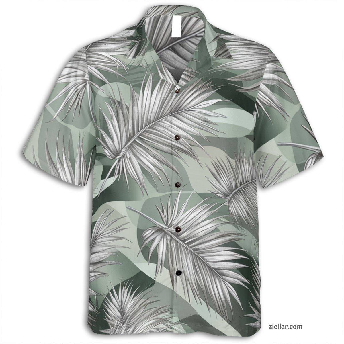 Sage Green Palm Tree Hawaiian Shirt Tee, Vacation Aloha Party Outfit