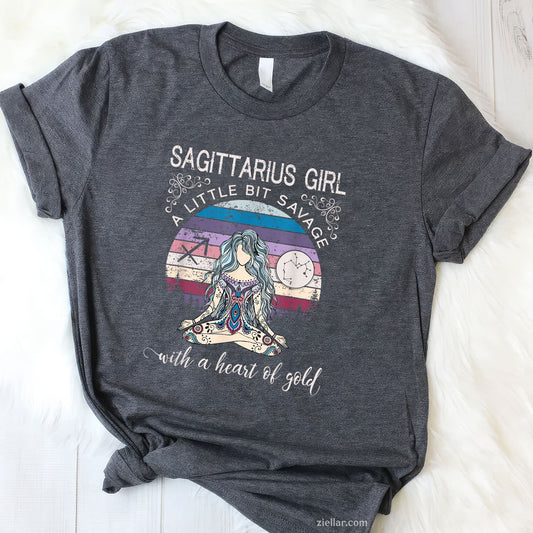 Sagittarius Girl Birthday Tee and T-Shirt, December Zodiac Gift T-Shirt for Women Adults