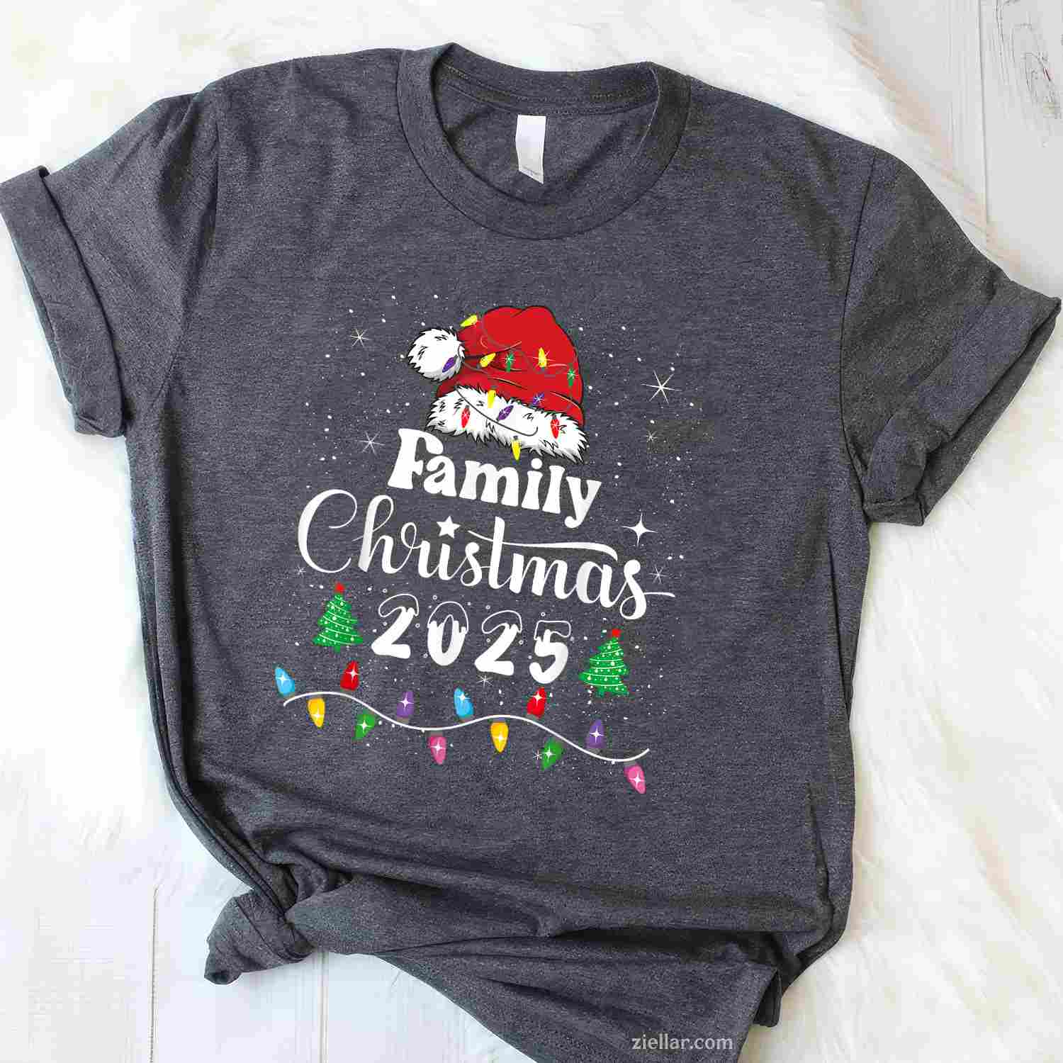 Santa Bigfoot Christmas Tree Xmas Lights Funny Sasquatch T-Shirt, A Bigfoot Sasquatch Christmas Tee For Adults