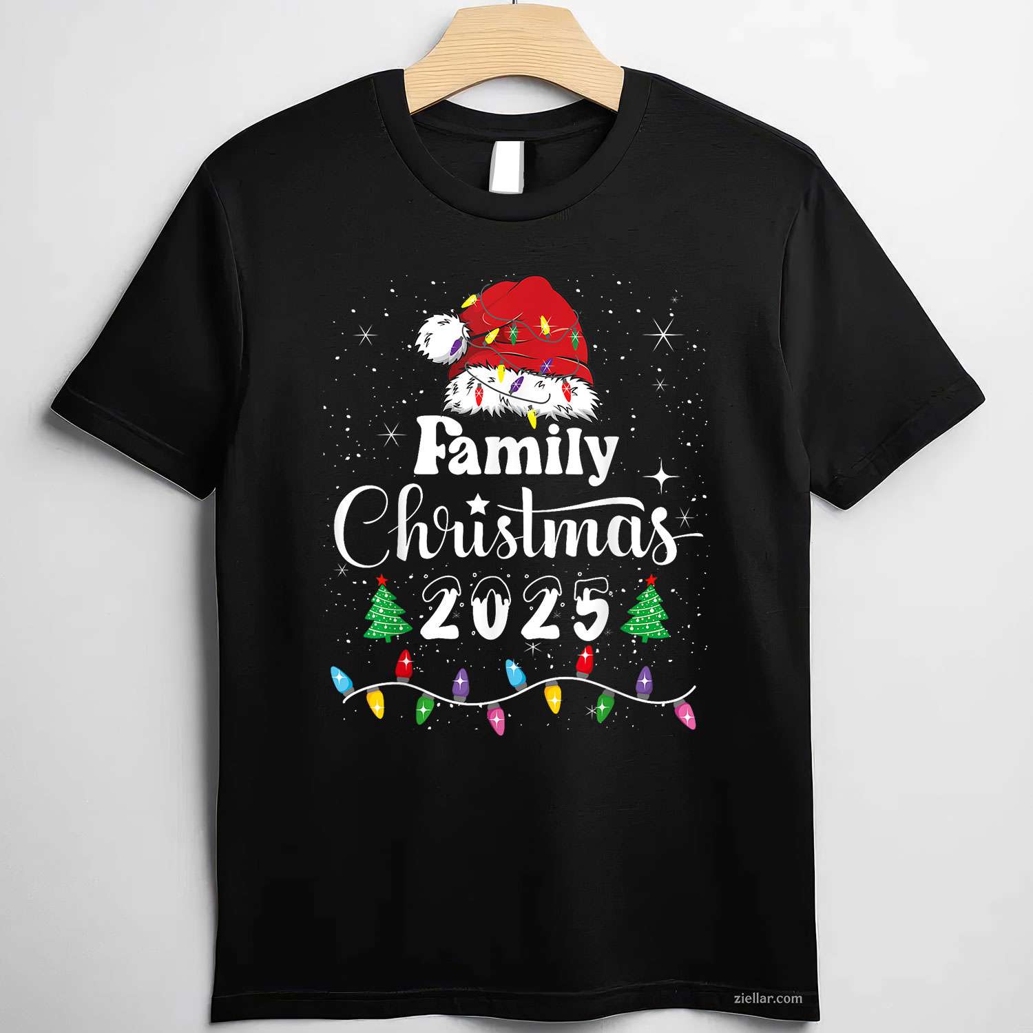 Santa Bigfoot Christmas Tree Xmas Lights Funny Sasquatch T-Shirt, A Bigfoot Sasquatch Christmas Tee For Adults