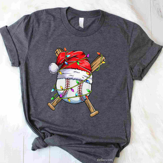 Santa Sports Design For Men Christmas Baseball Player T-Shirt, A Funny Sports Christmas Tee For Adult