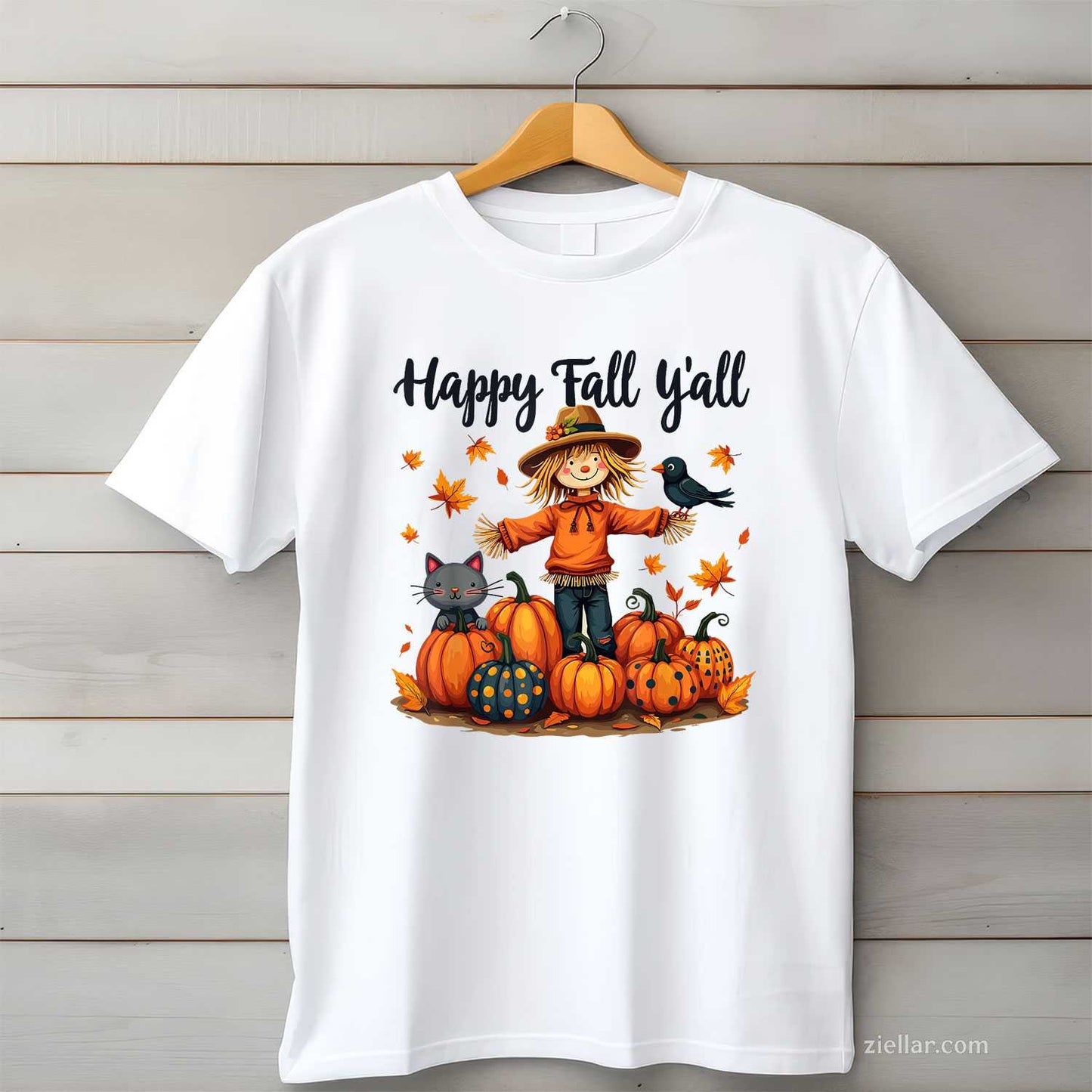 Scarecrow Happy Fall Y'all Thanksgiving Halloween Women Men T-Shirt and Tee for Adults Men Women Unisex