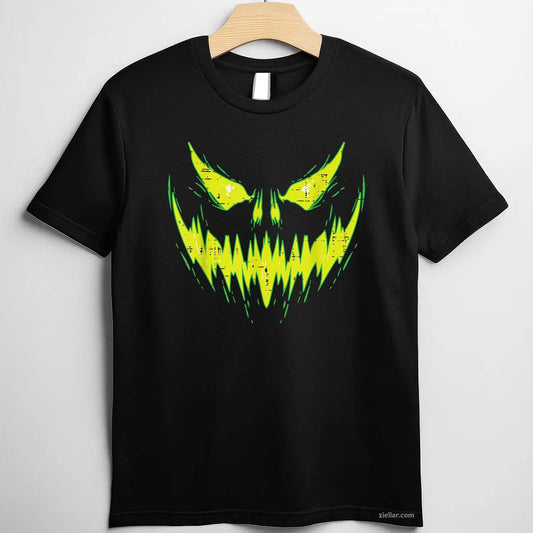 Scary Pumpkin Jack O Lantern Face Halloween Men Tee, Halloween T-Shirt for Men Women Adults Unisex, Vintage Retro Graphic, Funny Novelty Gift