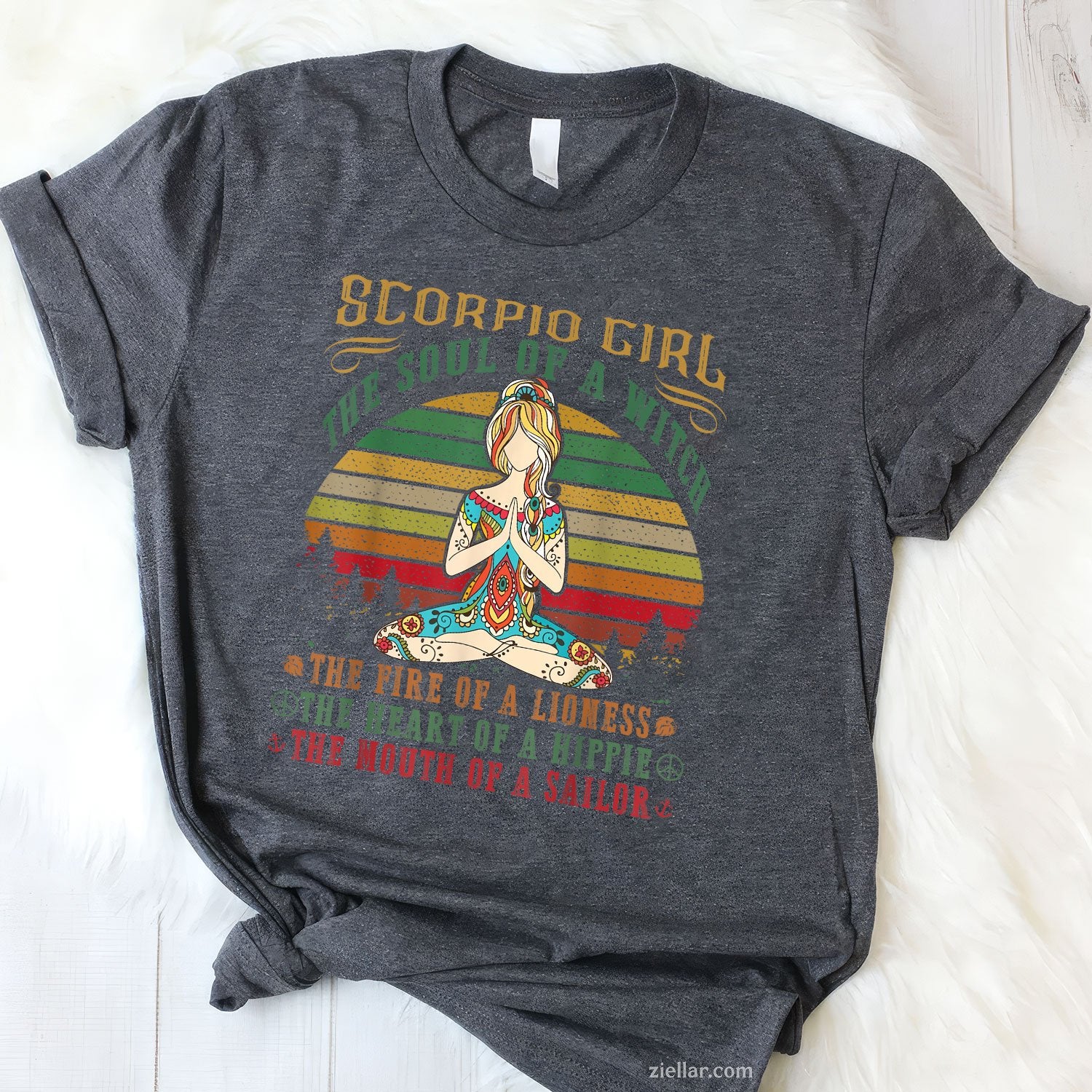 Scorpio Girl Yoga Tee and T-Shirt, Black Women Birthday Zodiac T-Shirt Gift for Adults