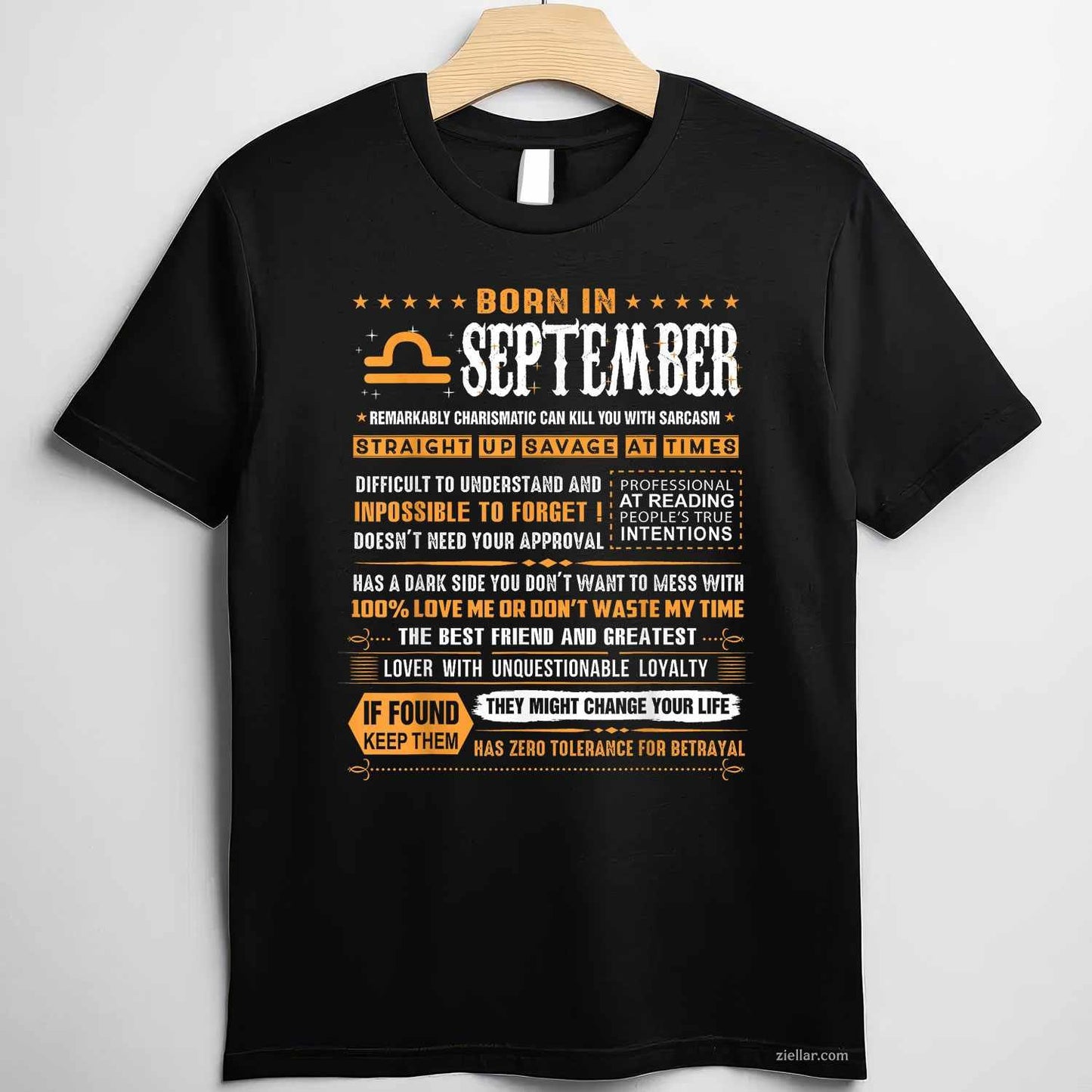 September Birthday Gifts - Born In September Libra T-Shirt Tee for Men Women Adults Unisex