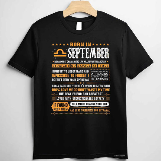 September Birthday Gifts - Born In September Libra T-Shirt Tee for Men Women Adults Unisex