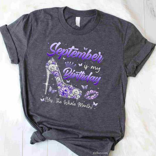 September Is My Birthday The Whole Month Girl Women Party T-Shirt Tee