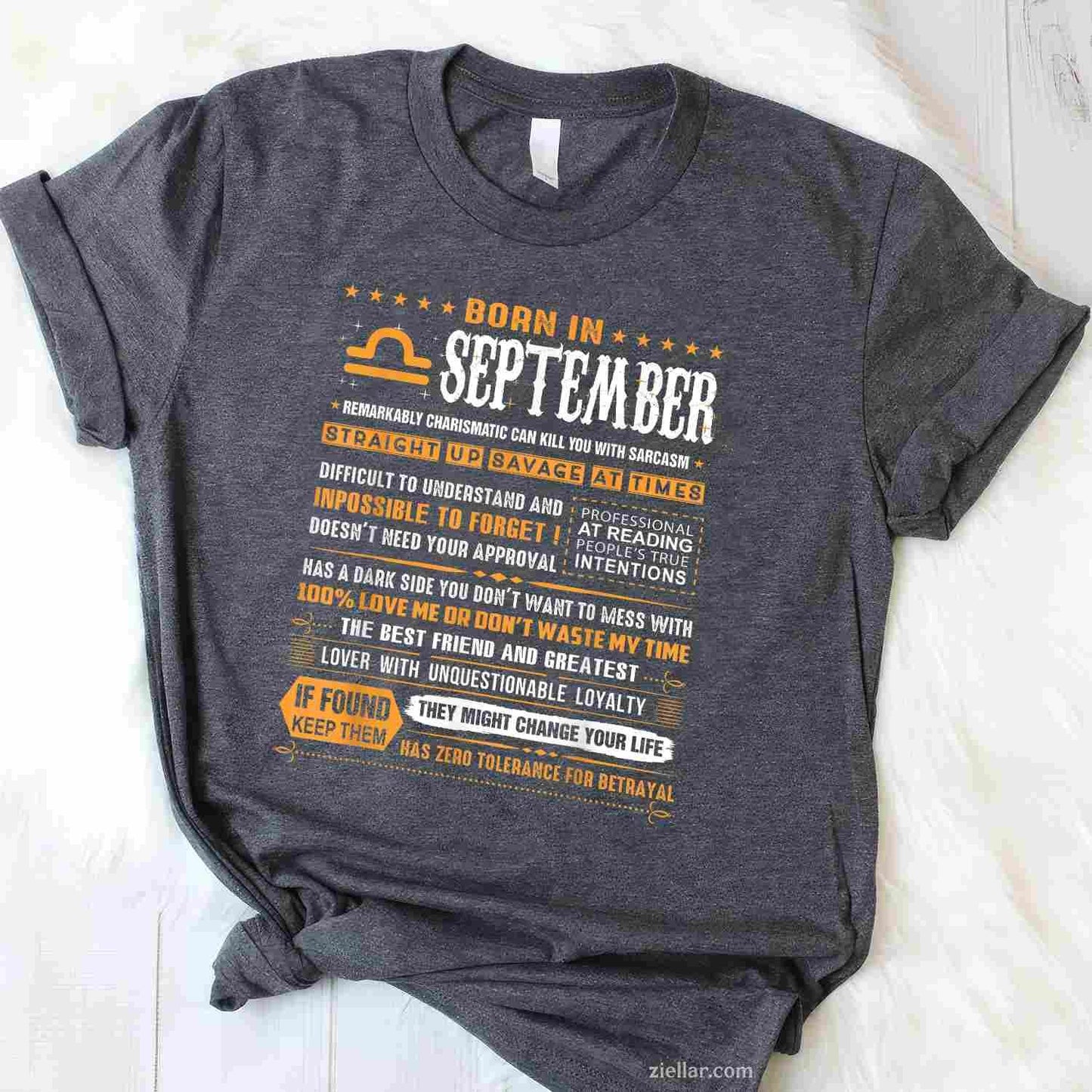 September Birthday Gifts - Born In September Libra T-Shirt Tee for Men Women Adults Unisex