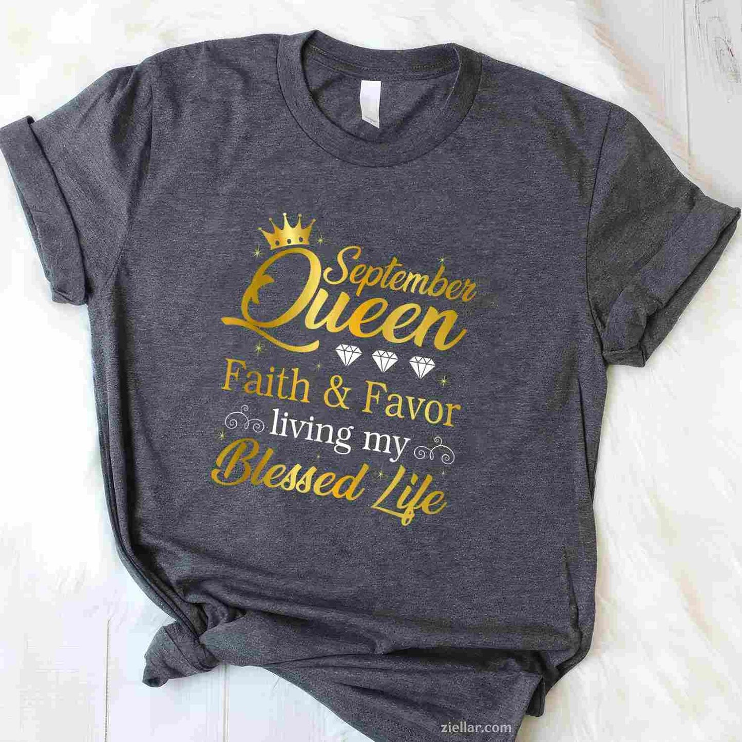 September Queen Living My Best Life Virgo Libra Black Queen T-Shirt Tee for Men Women Adults Unisex Perfect Gift