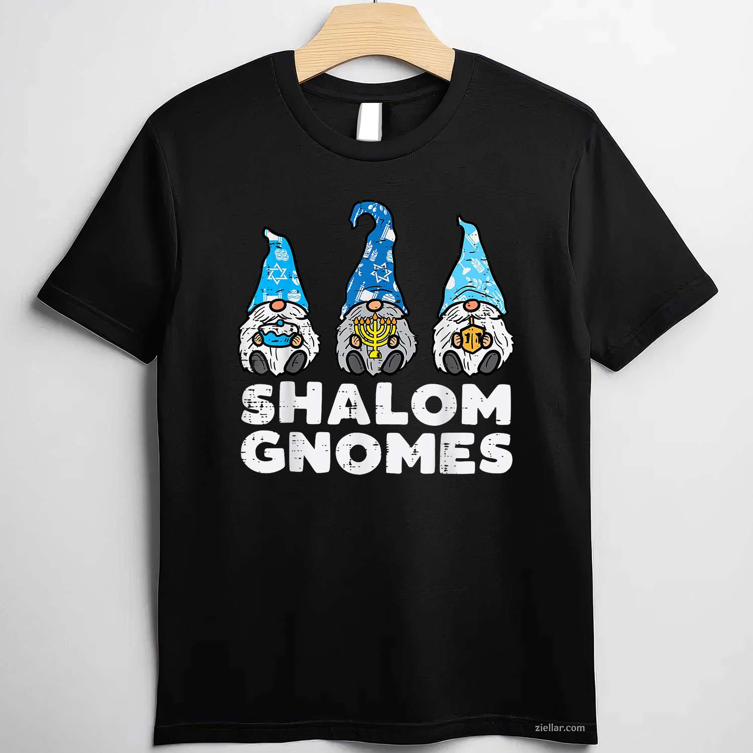 Shalom Gnomes Funny Jew Hanukkah Pajamas Chanukah Pjs Women T-Shirt_ Cute Holiday Pj Tee For Adults