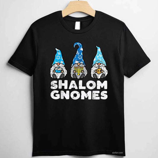Shalom Gnomes Funny Jew Hanukkah Pajamas Chanukah Pjs Women T-Shirt_ Cute Holiday Pj Tee For Adults