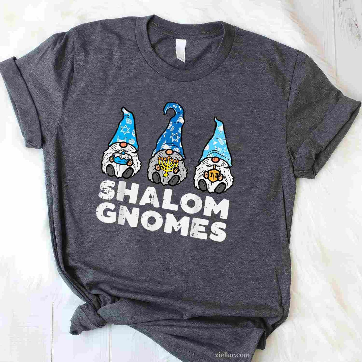 Shalom Gnomes Funny Jew Hanukkah Pajamas Chanukah Pjs Women T-Shirt_ Cute Holiday Pj Tee For Adults