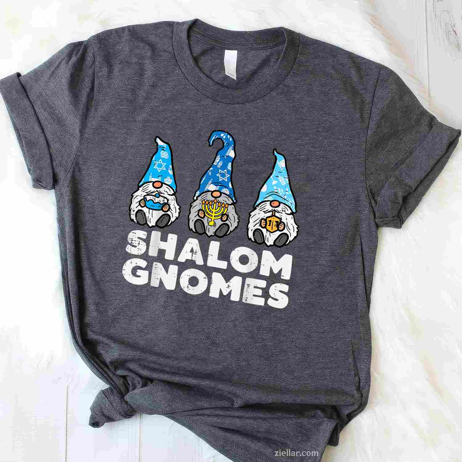 Shalom Gnomes Funny Jew Hanukkah Pajamas Chanukah Pjs Women T-Shirt_ Cute Holiday Pj Tee For Adults