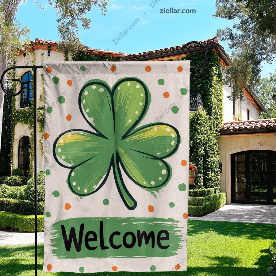 Shamrock St Patricks Day Garden Flag 12x18 Inch Double Sided Outdoor Flag