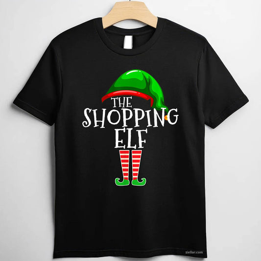 Shopping Elf Group Matching Family Christmas T-Shirt, A Funny Shopping Elf Family Christmas Tee