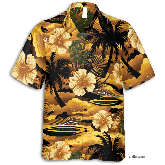 Short Sleeve Hawaiian Shirt and Tee, Beach Casual Button Down Shirt Men