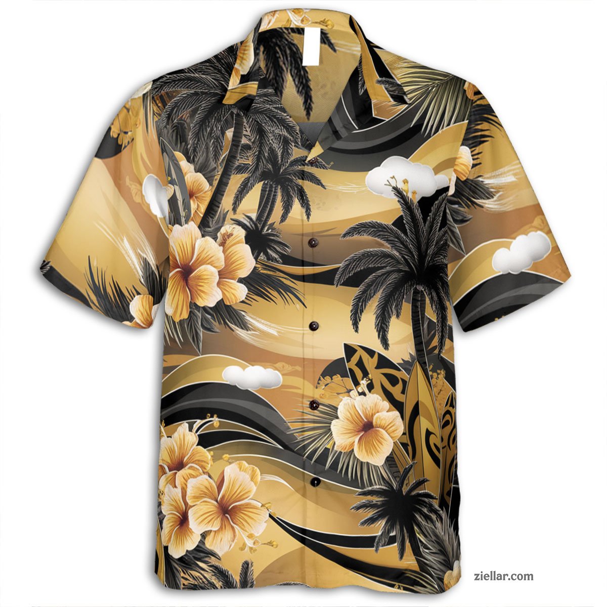 Short Sleeve Button Down Hawaiian Shirt and Tee, Vacation Beachwear Men