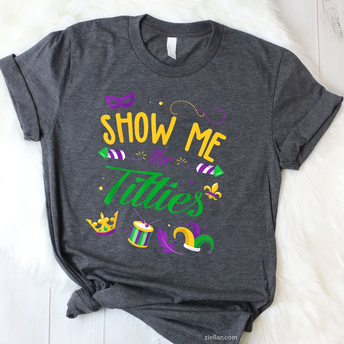 Show Me the Titties Tee and T-Shirt, Funny Mardi Gras T-Shirt Gift for Bold Adults at the Parade