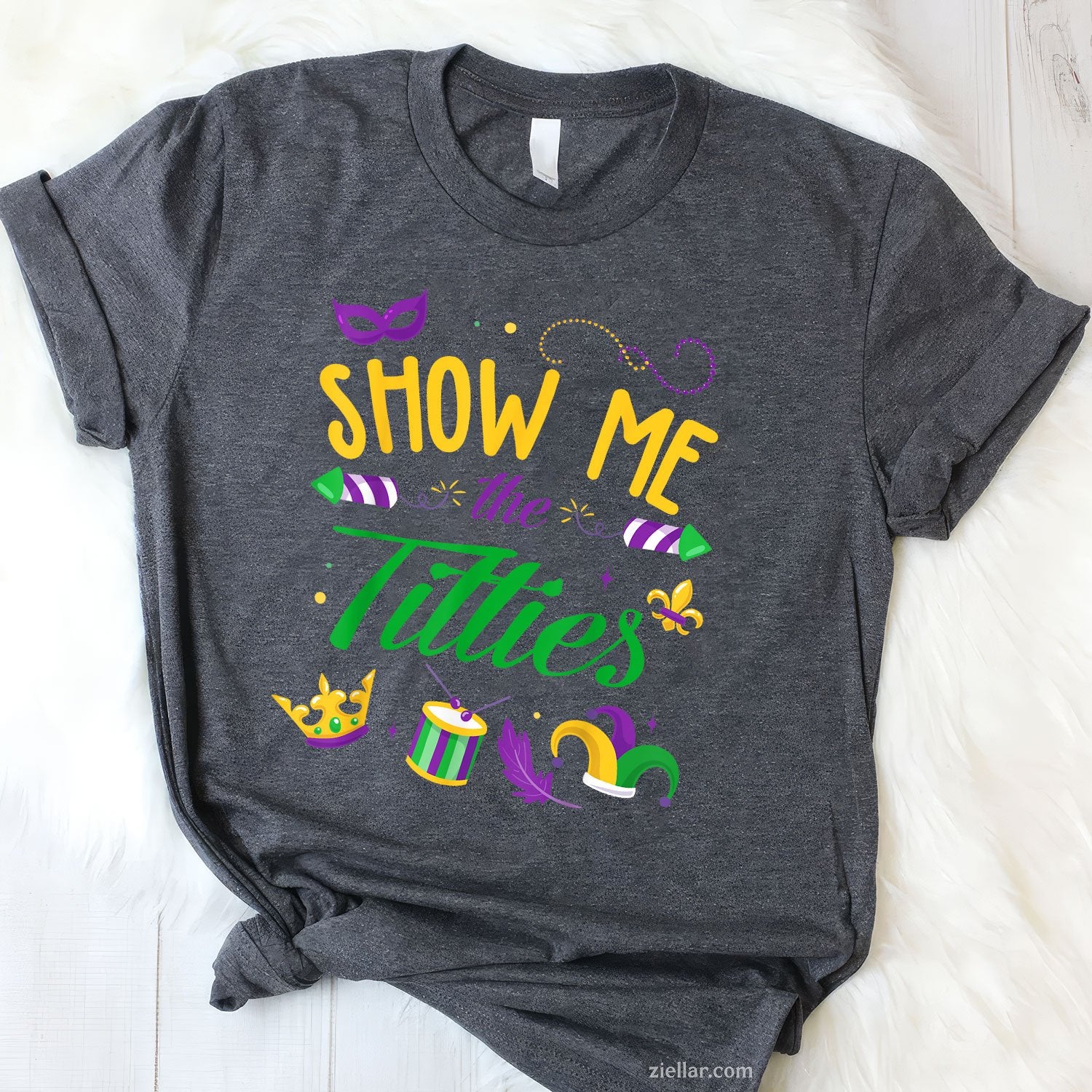 Show Me the Titties Tee and T-Shirt, Funny Mardi Gras T-Shirt Gift for Bold Adults at the Parade