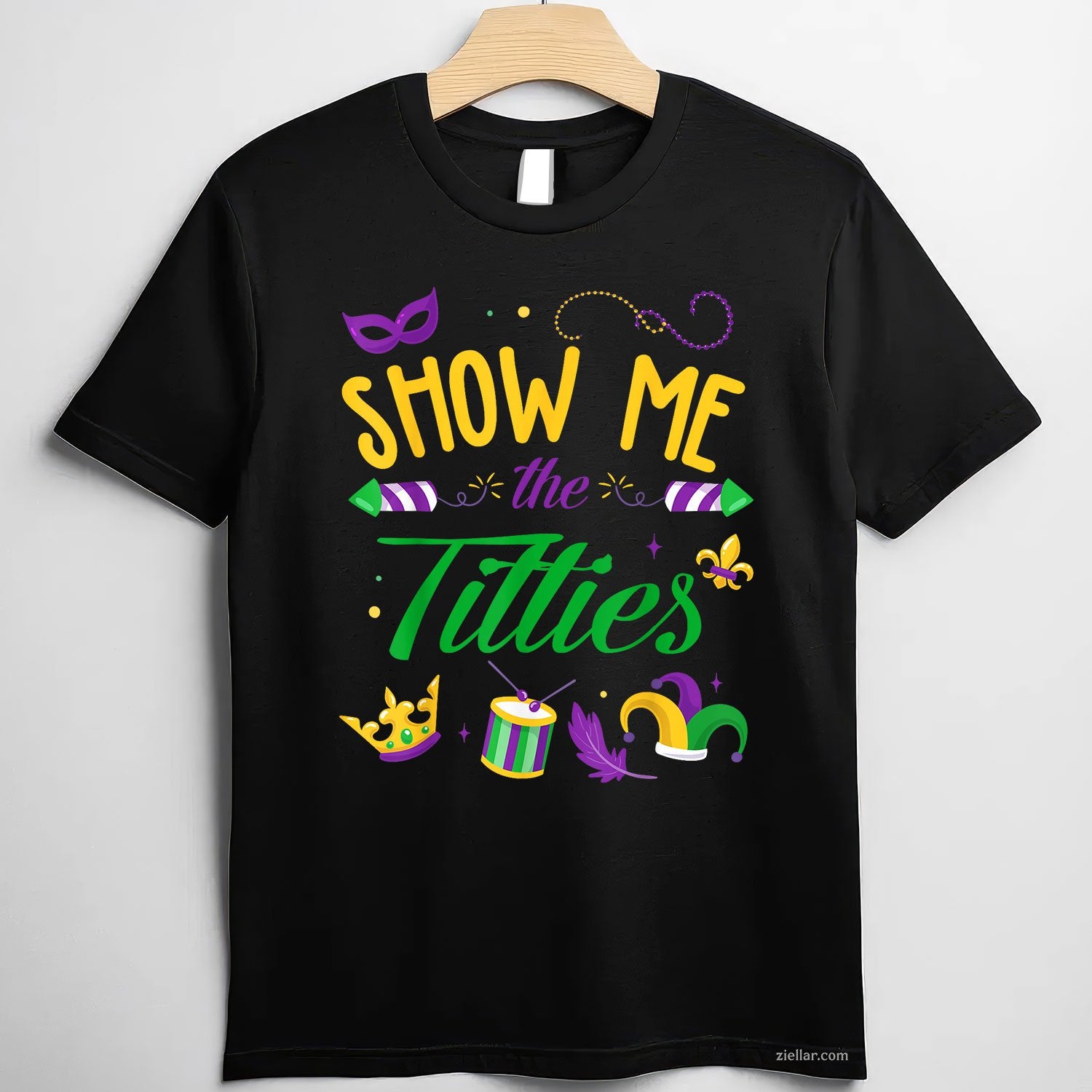 Show Me the Titties Tee and T-Shirt, Funny Mardi Gras T-Shirt Gift for Bold Adults at the Parade