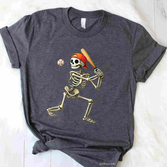 Skeleton Baseball Halloween Costume Funny Men Tee, Halloween T-Shirt for Men Women Adults Unisex, Vintage Retro Graphic, Funny Novelty Gift