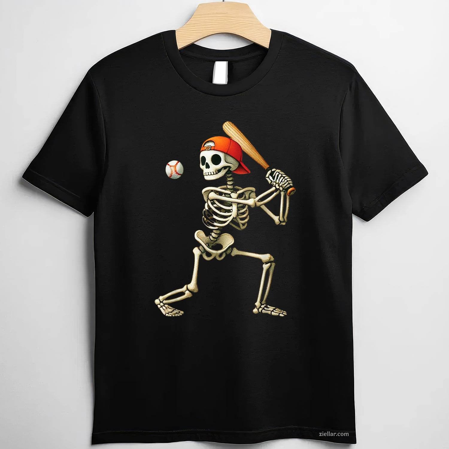 Skeleton Baseball Halloween Costume Funny Men Tee, Halloween T-Shirt for Men Women Adults Unisex, Vintage Retro Graphic, Funny Novelty Gift