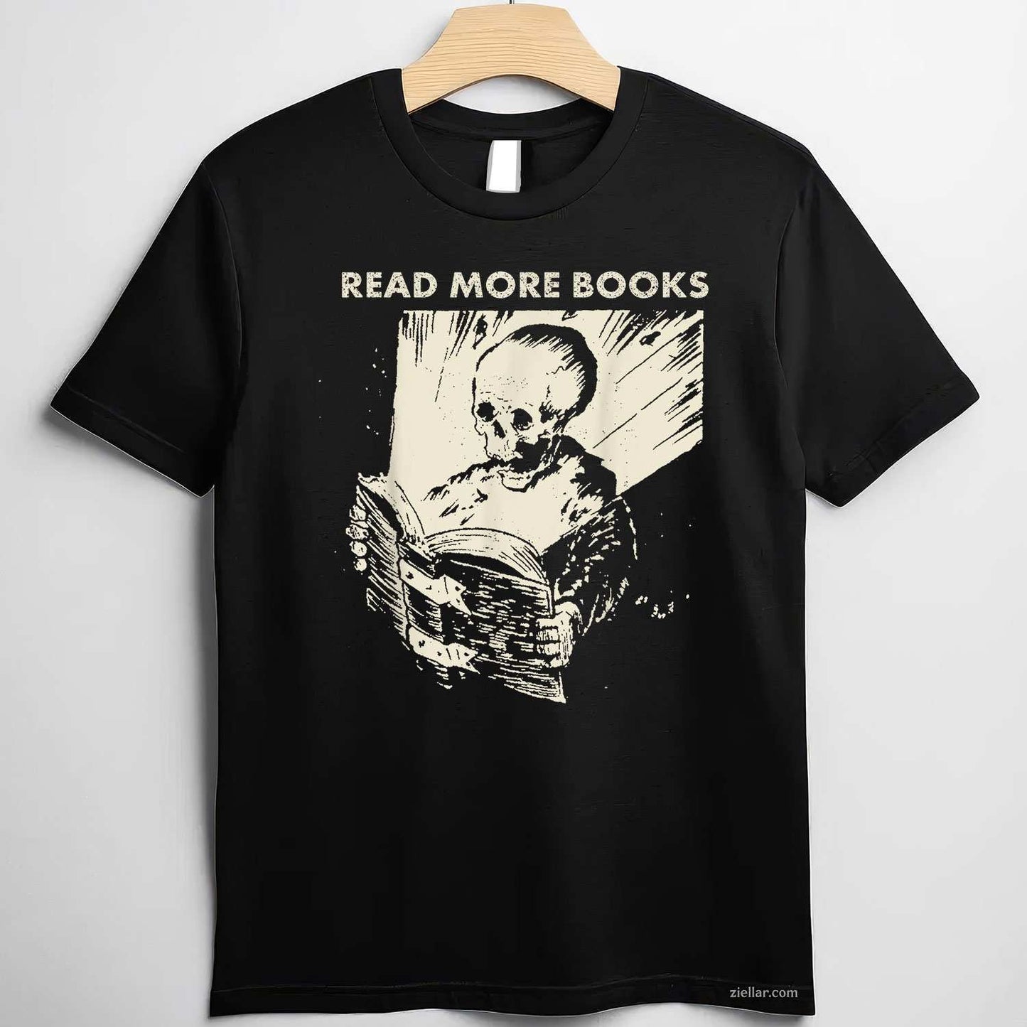 Skeleton Read More Books T-Shirt, Vintage Graphic Tee For Bookworm, Librarian, Bibliophile
