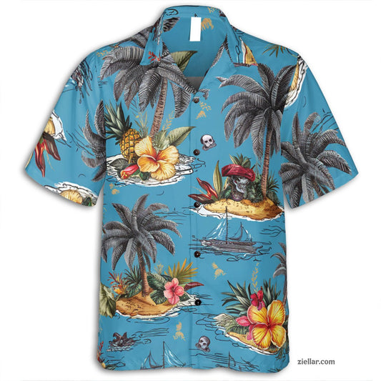Sky Blue Paradise Hawaiian Shirt and Tee, Summer Short Sleeve Unisex