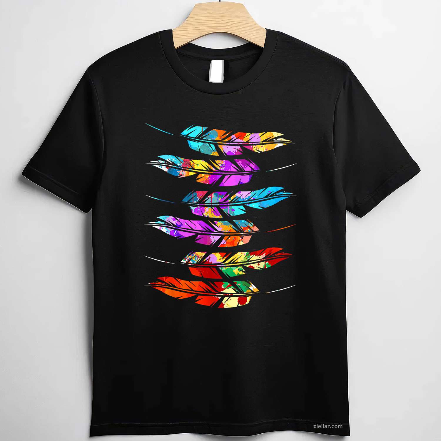 Southwest Native American Indian Tribal Art, Colorful Feather T-Shirt And Tee For Adults