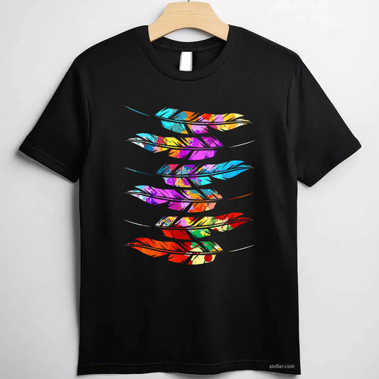 Southwest Native American Indian Tribal Art, Colorful Feather T-Shirt And Tee For Adults