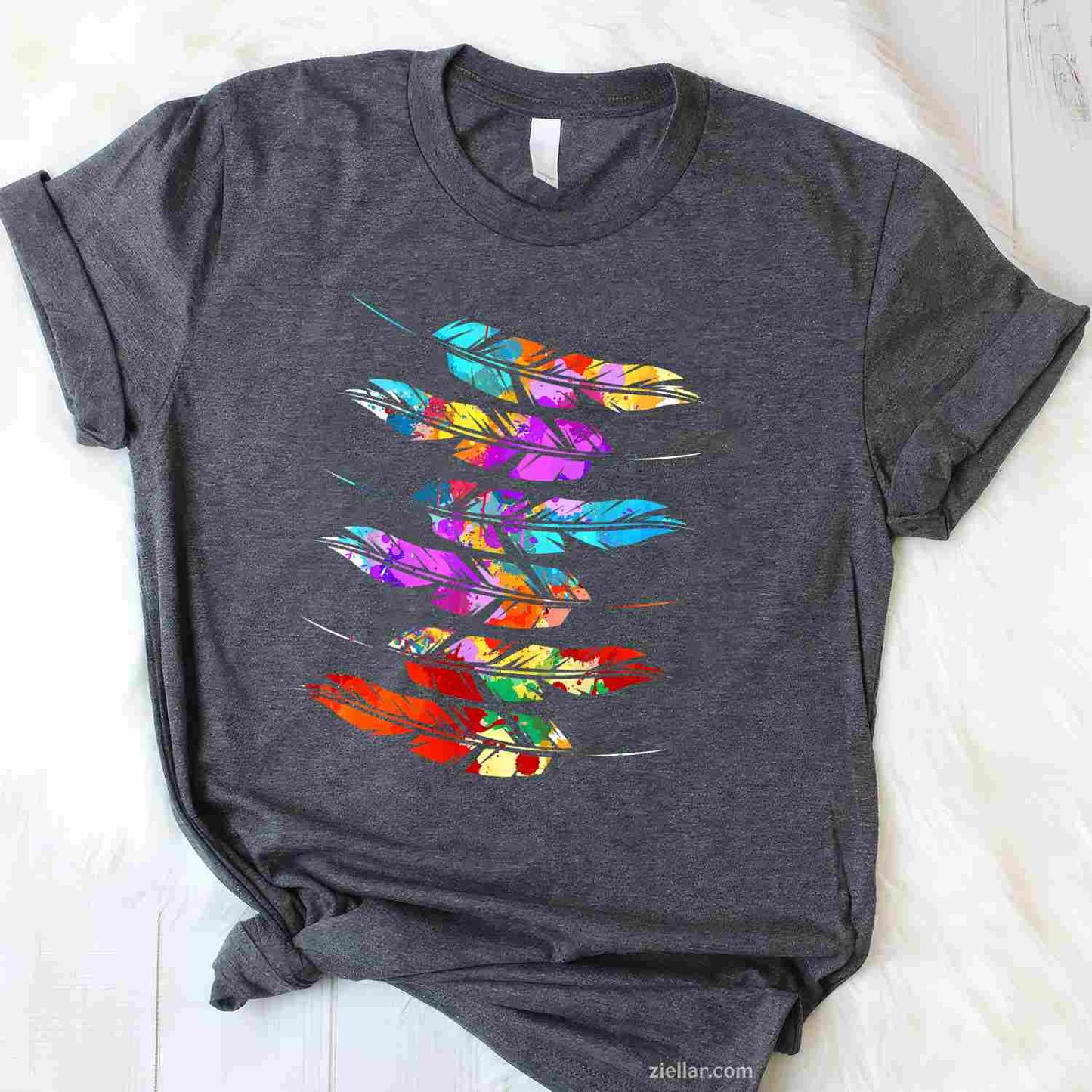 Southwest Native American Indian Tribal Art, Colorful Feather T-Shirt And Tee For Adults