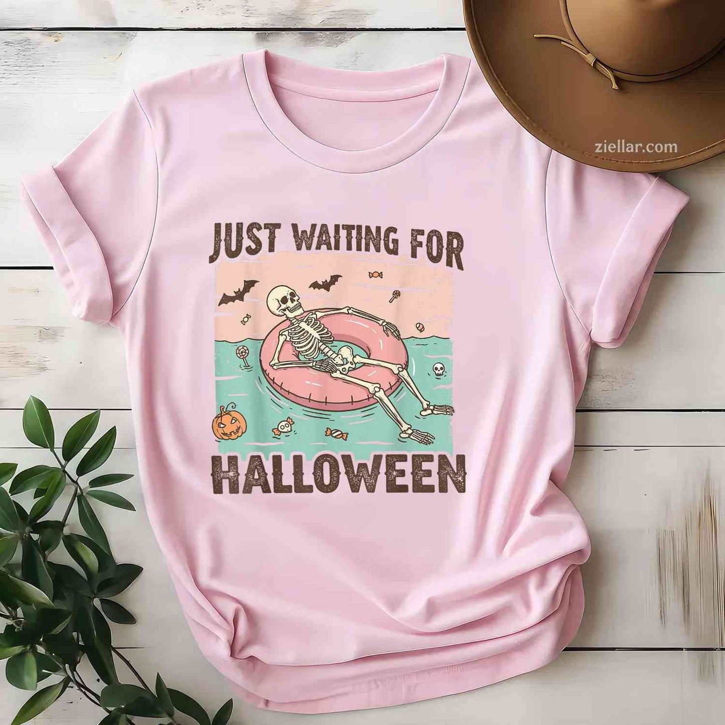 Spooky Summer Skeleton Just Waiting For Halloween Tee, Halloween T-Shirt for Men Women Adults Unisex, Trendy Graphic Apparel, Unique Gift Idea