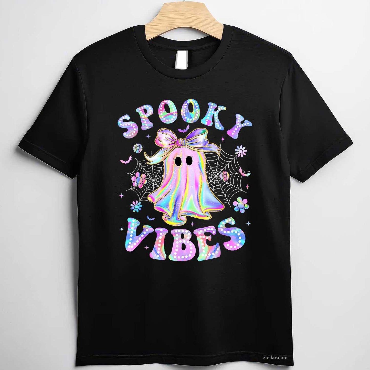 Spooky Vibes Ghost Retro Halloween Boo Boo Crew Tee, Halloween T-Shirt for Men Women Adults Unisex, Bold Statement Graphic, Party Outfit Favorite