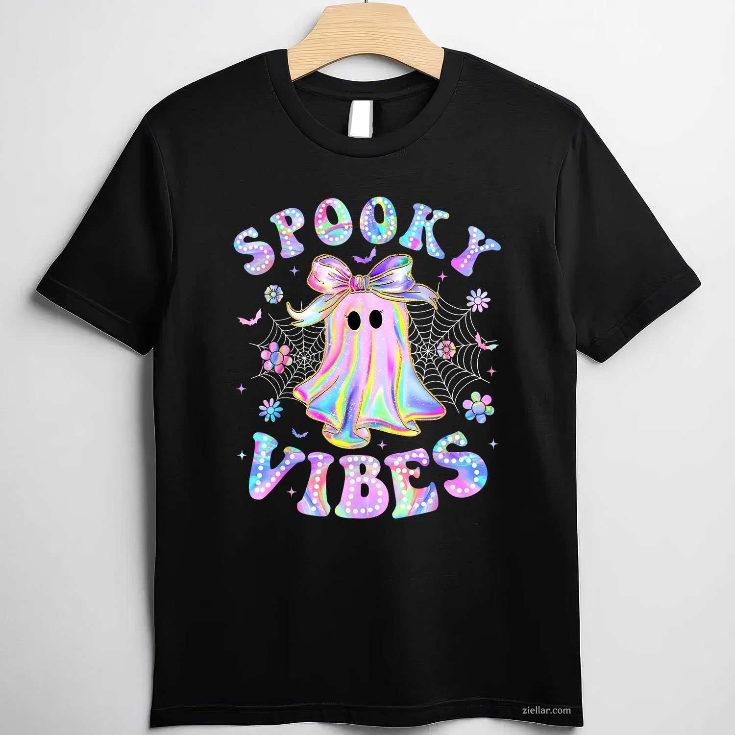 Spooky Vibes Ghost Retro Halloween Boo Boo Crew Tee, Halloween T-Shirt for Men Women Adults Unisex, Bold Statement Graphic, Party Outfit Favorite