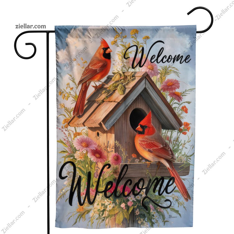 Spring Cardinal Garden Flag 12x18 Inch Double Sided Burlap Outdoor Yard Decor