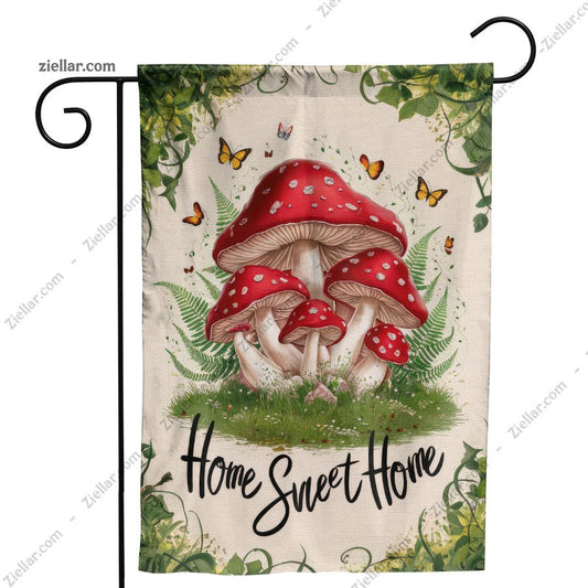 Spring Mushroom Garden Flag 12x18 Inch Double Sided Welcome Yard Outdoor Decor